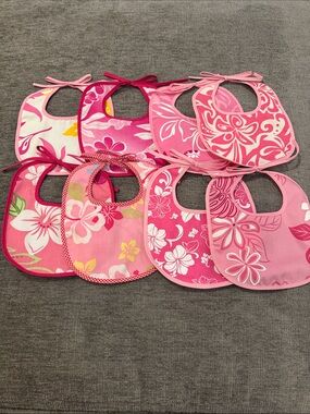 Pink Fashion Hawaiian print baby bibs - set of 8
